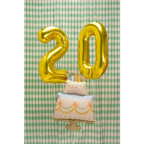 Balon folie tort, cu lumânări colorate, 62x104 cm, mix culori