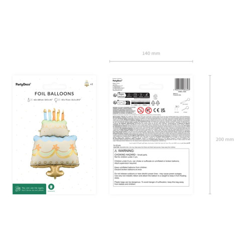 Foli balon torta s obojenim svijećama, 62 x 104 cm, mix boja