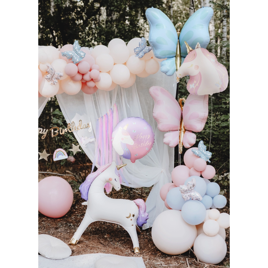 Palloncino in foil unicorno rosa crema