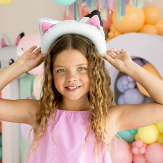 Macskafüles fólia lufi fejdísz, 21x21 cm, vegyes színek (6 db/csomag)