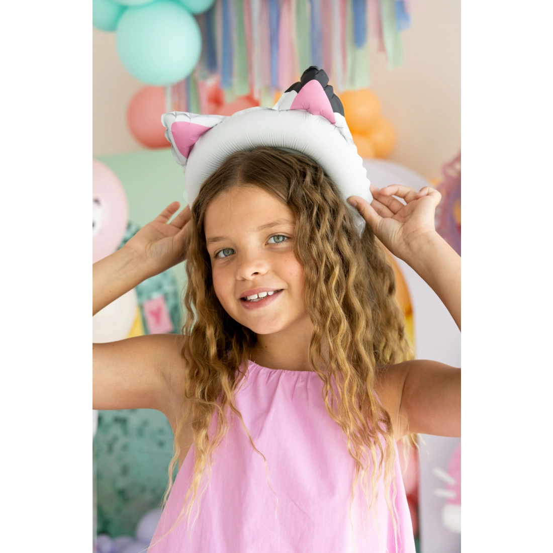 Balon din folie cu urechi de pisică, 21x21 cm, asortat (6 buc.)