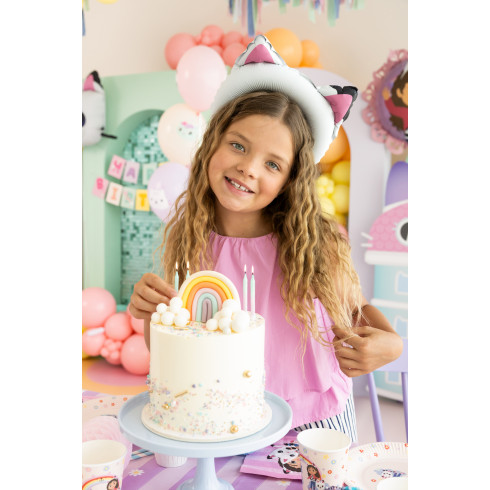 Macskafüles fólia lufi fejdísz, 21x21 cm, vegyes színek (6 db/csomag)