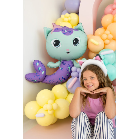 Macskafüles fólia lufi fejdísz, 21x21 cm, vegyes színek (6 db/csomag)