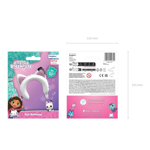 Macskafüles fólia lufi fejdísz, 21x21 cm, vegyes színek (6 db/csomag)