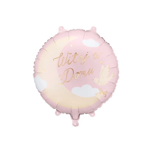 Balon din folie „Welcome Home” roz, 35x35 cm, pentru aer și heliu
