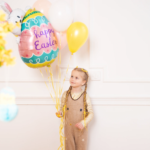 Fóliový balón zajac s veľkonočným vajíčkom