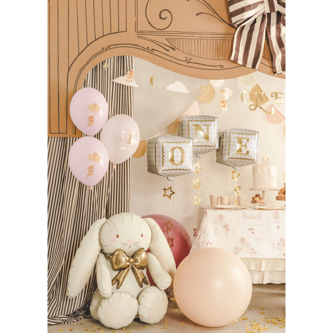 Palloncino in alluminio coniglietto rosa crema