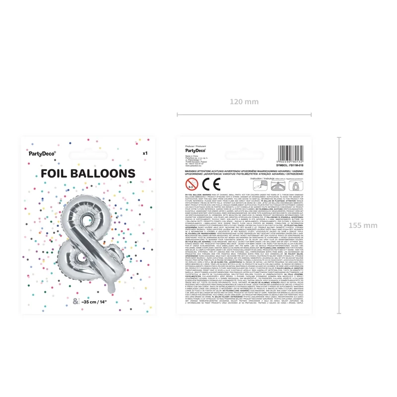 Fólia lufi & jel, ezüst, 35 cm