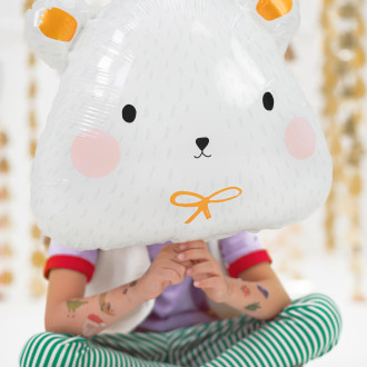 Folijski balon beli medved z barvnim potiskom 51x45 cm