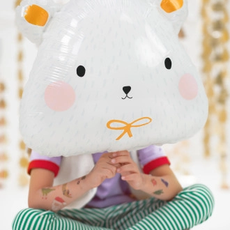 Fóliový balónik biely medveď s farebnou potlačou 51x45 cm