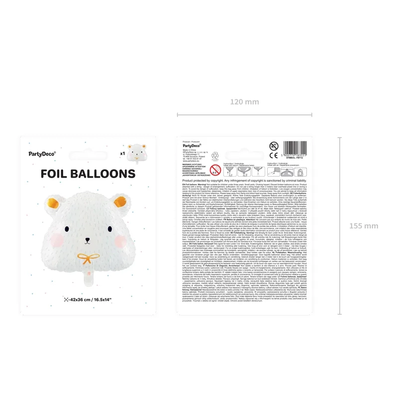 Balon folie urs polar cu imprimeu colorat 51x45 cm