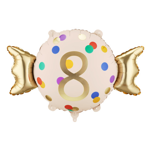 Fóliový balónek číslo 8 béžovo-zlatý 61x37 cm