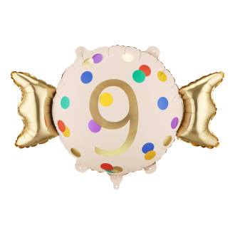 Fóliový balónik číslo 9 béžovo-zlatý 61 x 37 cm
