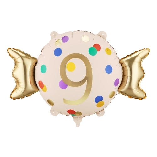 Balon folie cifră 9 bej-auriu 61 x 37 cm