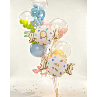 Fóliový balónik číslo 9 béžovo-zlatý 61 x 37 cm