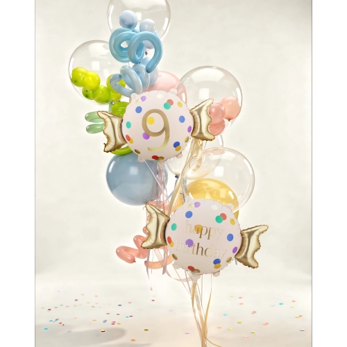 Balon folie cifră 9 bej-auriu 61 x 37 cm