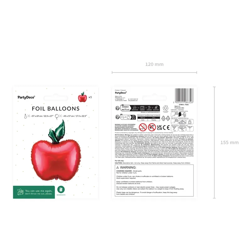 Baloan din folie măr roșu 57x69 cm – decorațiune pentru petrecere