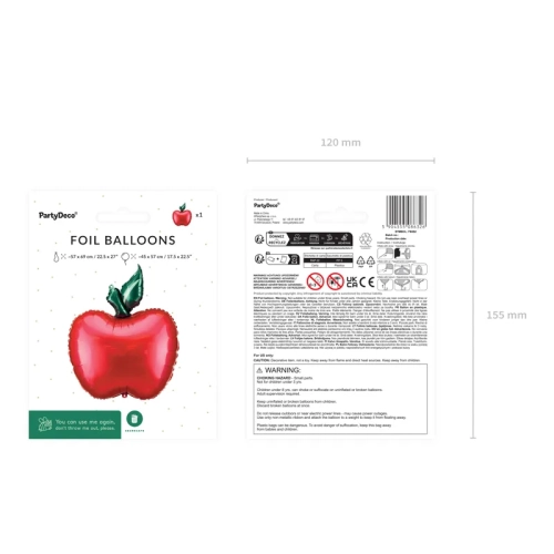 Baloan din folie măr roșu 57x69 cm – decorațiune pentru petrecere