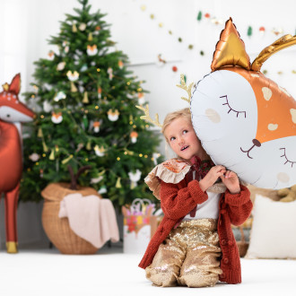 Folijski balon Jelen 73x64 cm – zlati, za helij in zrak