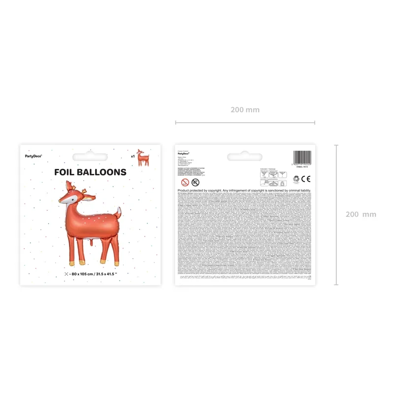 Balon folie căprioară mat, 80x105 cm, mix de culori – decorațiune pentru petrecere