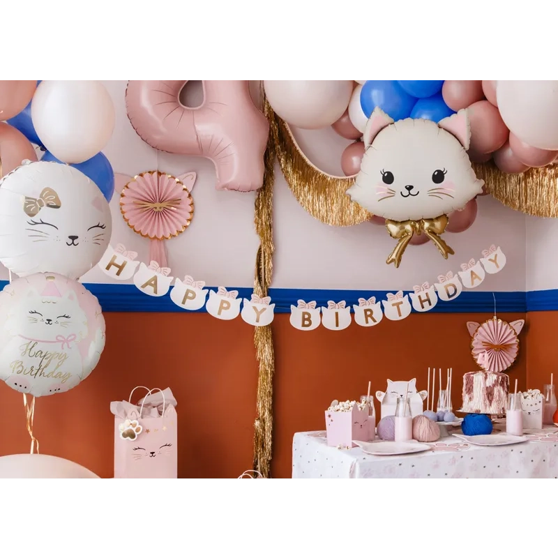 Balon folie Kitty cu inscripția Happy Birthday, 35×35 cm