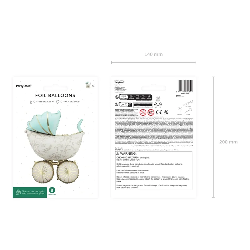 Fólia lufi babakocsi 67x96 cm, elegáns színkeverék