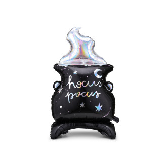 Fólia lufi boszorkányüst Hocus Pocus, fekete, 64,5×109,5 cm, Halloweenre