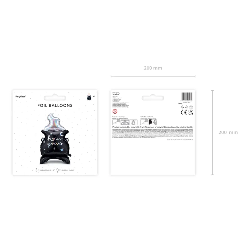 Balon folie cazan Hocus Pocus, negru, 64,5x109,5 cm, pentru Halloween