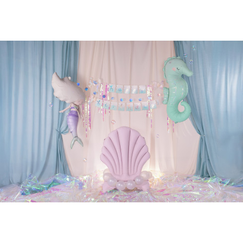 Folijski balon morski konjiček, mentolne barve, 47x98 cm, za zrak in helij