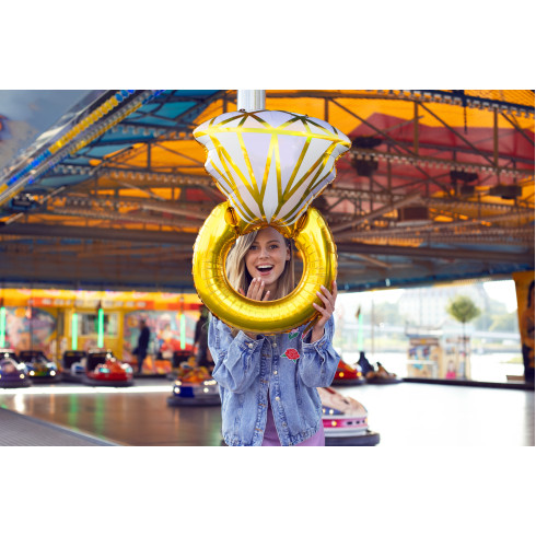 Folijski balon prstan zlat, 60 × 95 cm – idealen za zaroko in poroko