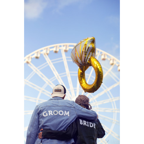 Folijski balon prstan zlat, 60 × 95 cm – idealen za zaroko in poroko