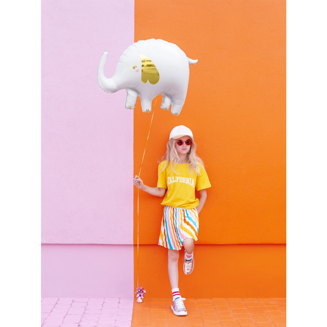 Balon folie elefant alb-auriu 83x58 cm