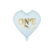 Szív alakú fólia lufi ONE, 45 cm, világoskék arany mintával