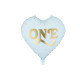 Fóliový balónik srdce ONE 45 cm svetlomodrý so zlatou potlačou