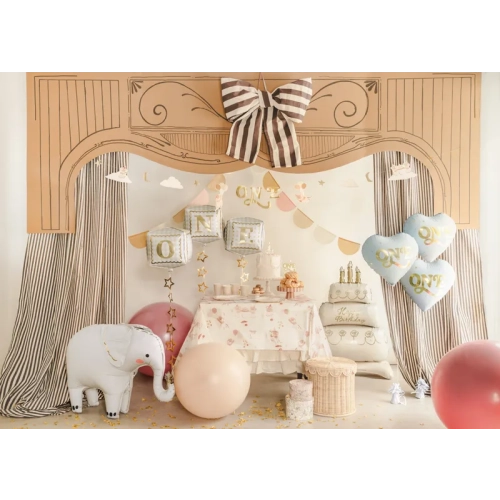 Balon din folie inimă ONE 45 cm albastru deschis cu imprimeu auriu