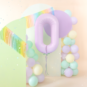 Folijski rojstnodnevni balon številka 0, lila mat, 100 cm