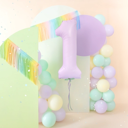 Fólia szülinapi lufi, 1-es szám, lila matt, 100 cm