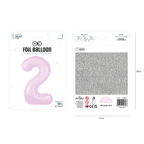 Lila matt fólia szülinapi lufi 2-es szám, 100 cm Lila matt fólia szülinapi lufi 2-es szám, 100 cm