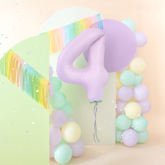 Folijski rojstnodnevni balon številka 4, lila mat, 100 cm