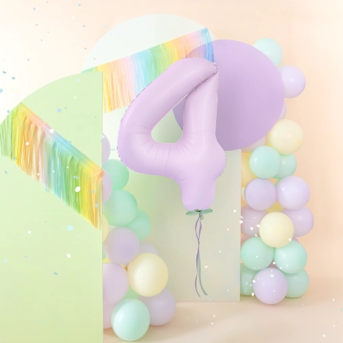 Folijski rojstnodnevni balon številka 4, lila mat, 100 cm