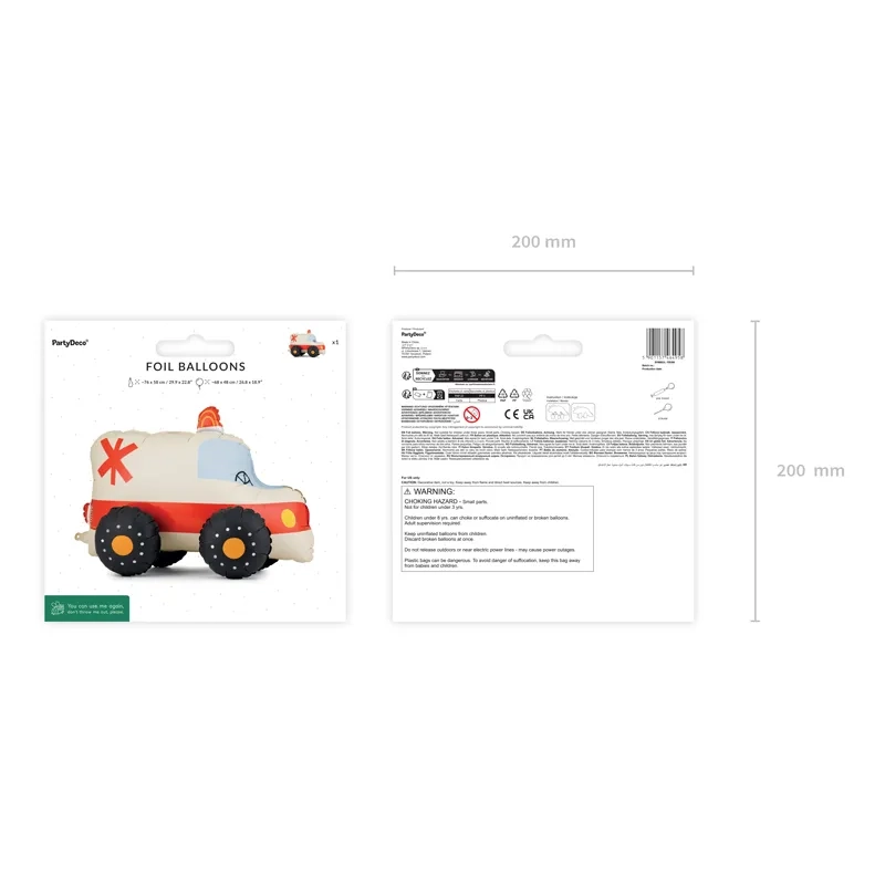 Fólia álló léggömb – mentőautó, vegyes színekben