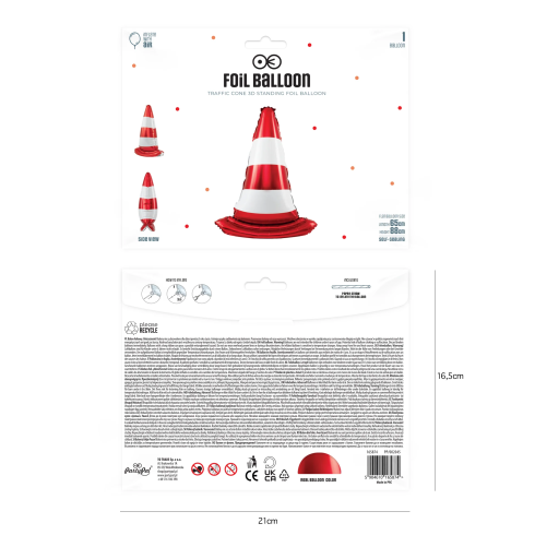 Foliasti stoječi balon prometni stožec 65 x 88 cm