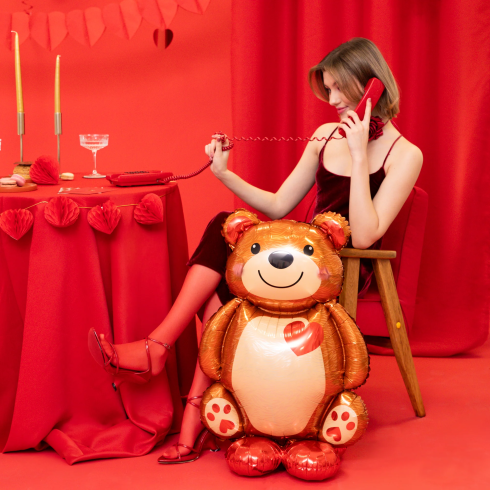 Fóliový stojaci balón macko 91x65 cm na oslavu