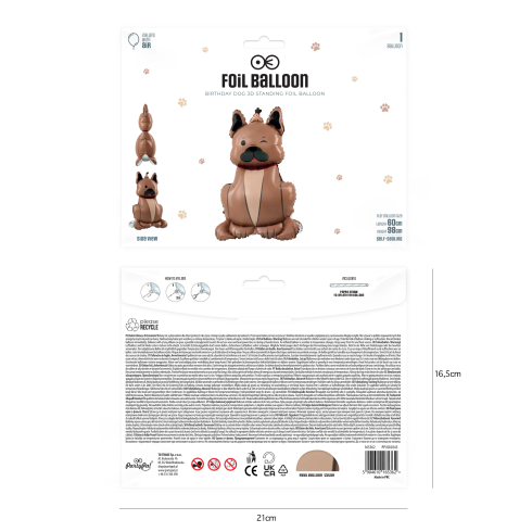 Álló fólia lufi bulldog sapkával 60x98 cm