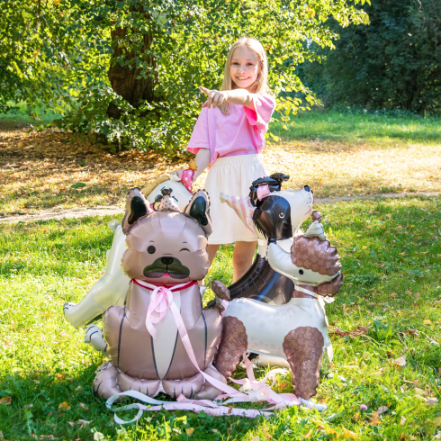 Fólia lufi álló uszkár kutya sapkával 58x84 cm