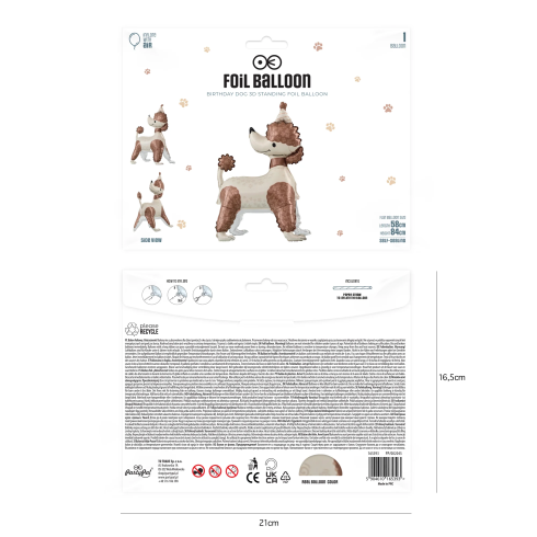 Fólia lufi álló uszkár kutya sapkával 58x84 cm