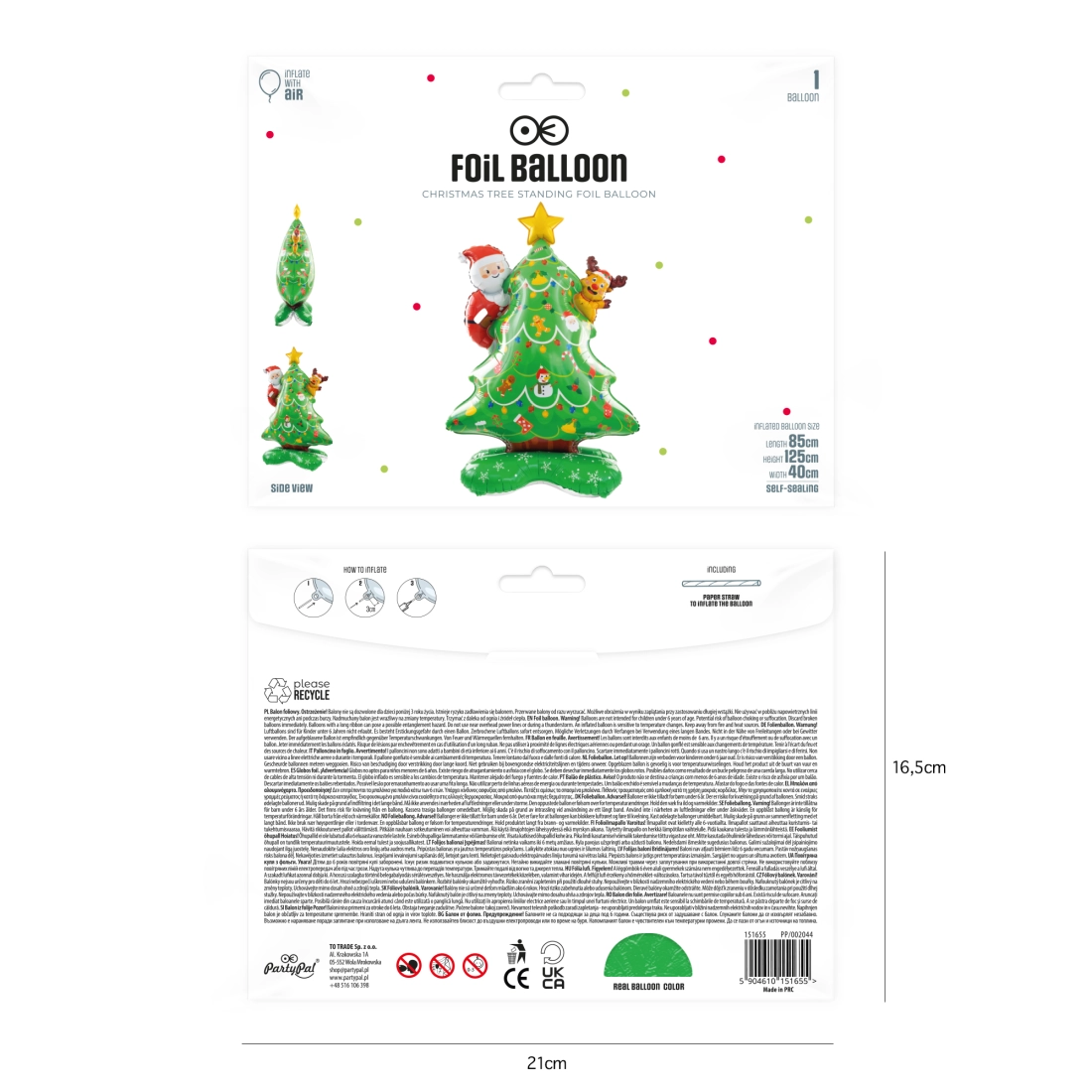 Fólia állólufi karácsonyfa 93x153 cm