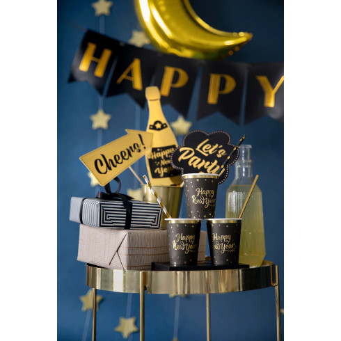 Rekviziti za photo booth New Year crno-zlatni, 13 kom