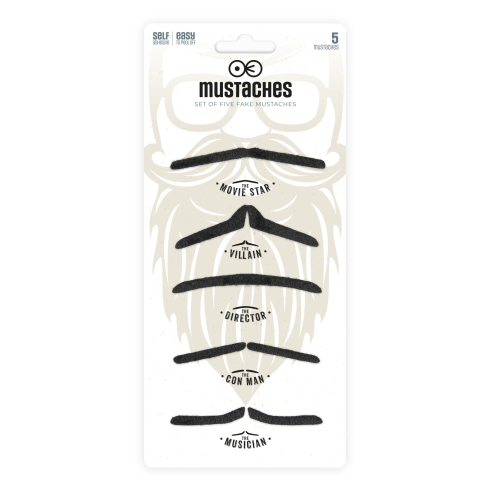 Rekviziti za fotokotiček umetni črni brki, 5 kosov