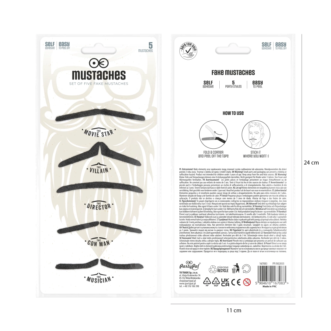 Rekviziti za fotokutak, umjetni crni brkovi, 5 kom